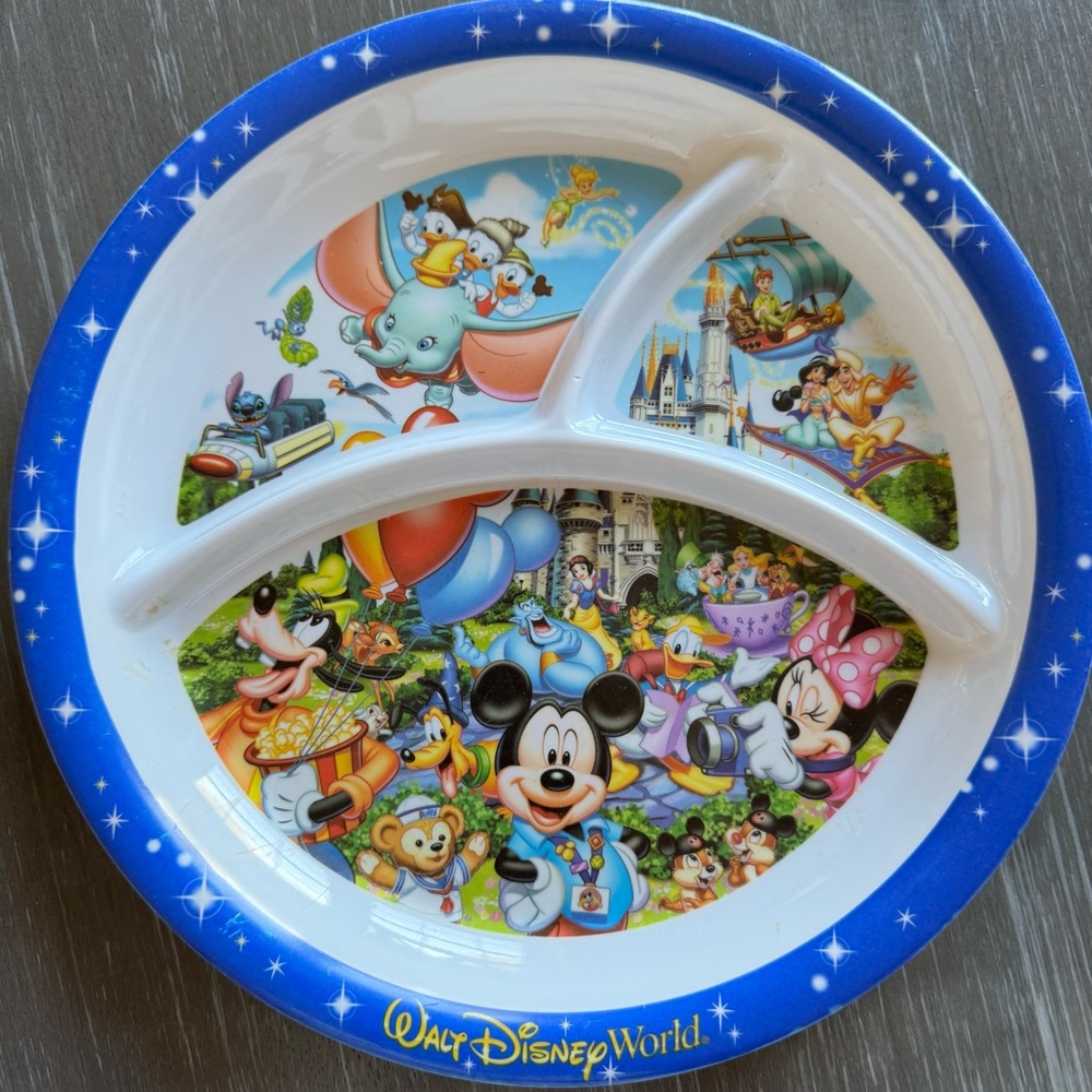 Walt Disney World Parks Souvenir Divided Plate Mickey Dumbo ~ 10"